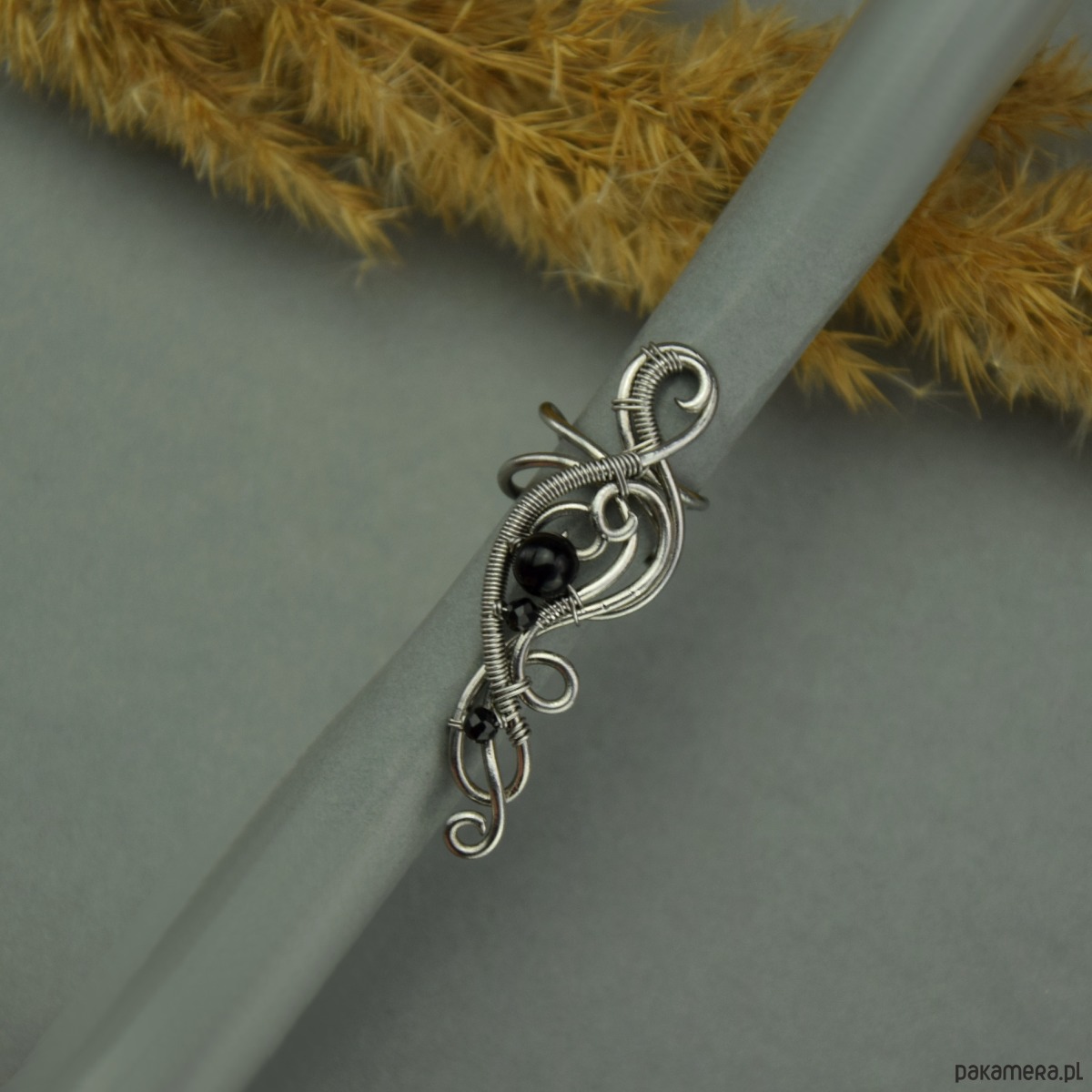 Nausznica A Urowa Na Ucho Czarny Onyks Spinel Wire Wrapping Pakamera Pl