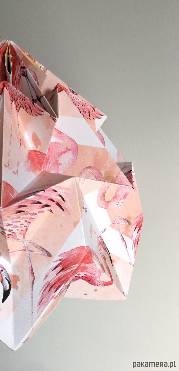 Abażur klosz Origami origamilamp papier Flamingi Pakamera pl