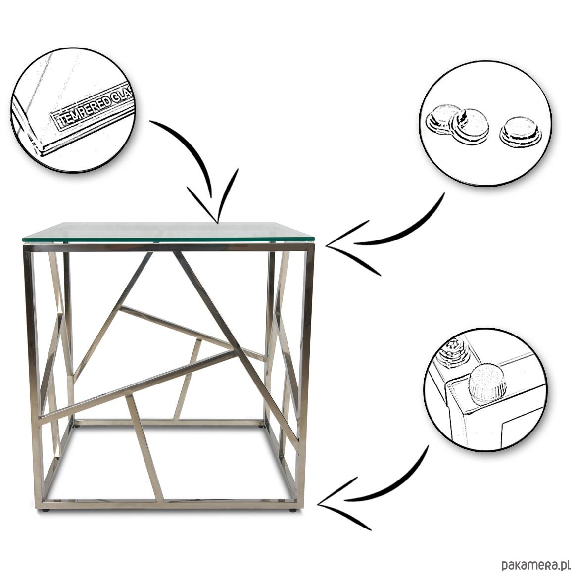 Stolik Kawowy Stolik Metalowy Cube Silver Pakamera Pl