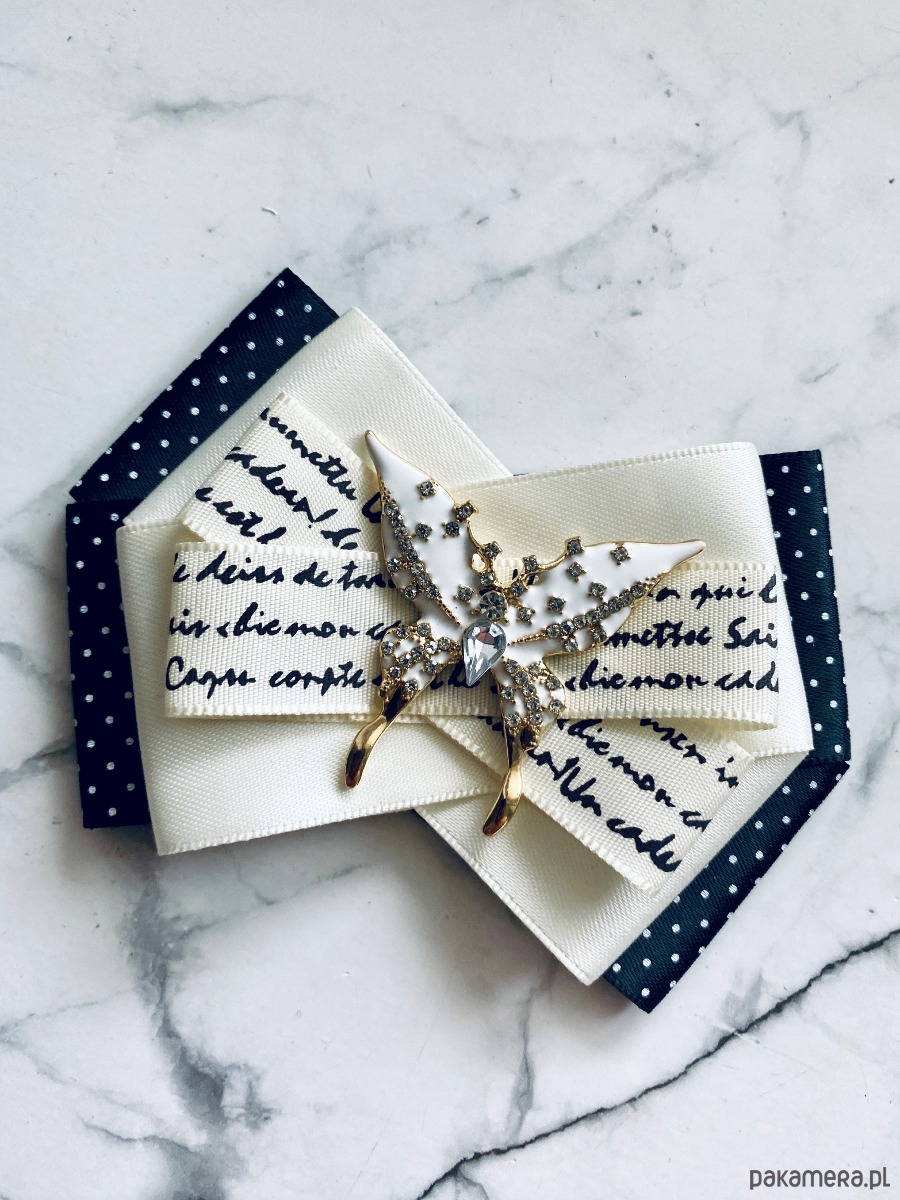 broszki Brosza Black & White z cudownym Motylem  NEW 3