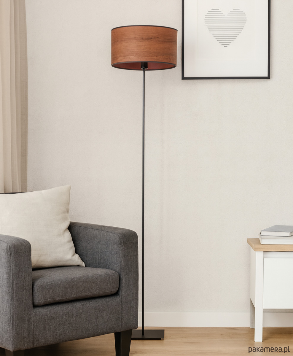 lampy podłogowe Lampa stojąca metalowa z abażurem walec 30 cm MEKSYK ECO 4