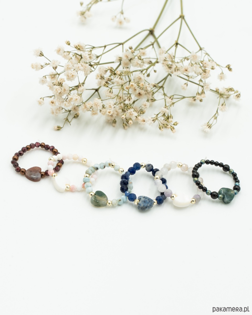 pierścionki elastyczne Pierścionek elastyczny - kwarc dymny, hematyt 2