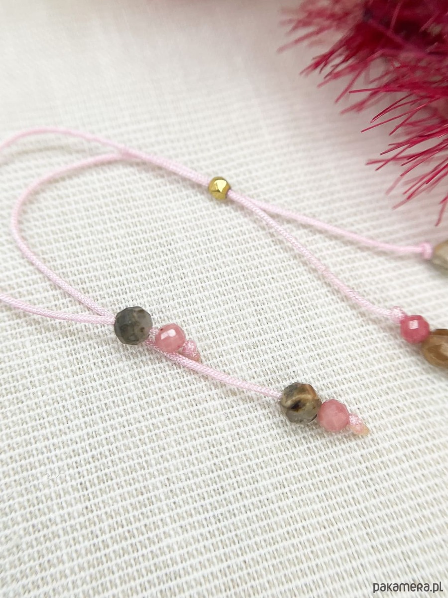 bransoletki na sznurku Bransoletka z alfabetem Morse Rodonit, rodochrozyt, hematyt 2