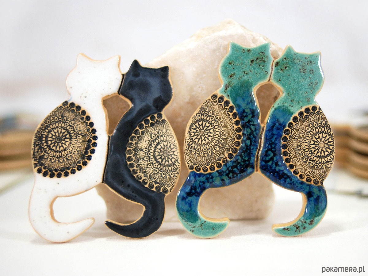magnesy Ceramiczne koty bliźniaki - magnes na lodówkę 7