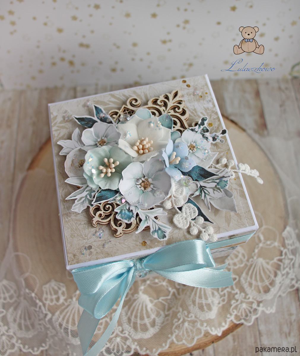 kartki scrapbooking Exploding box urodzinowy "ForeverBlue" GOTOWY 3