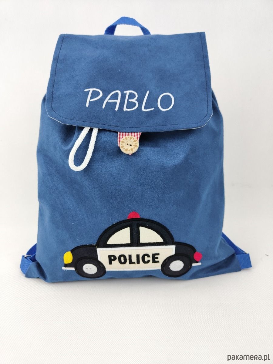 torebki, worki i plecaki dziecięce Prezent dla chłopca - plecak z radiowozem i imieniem 1