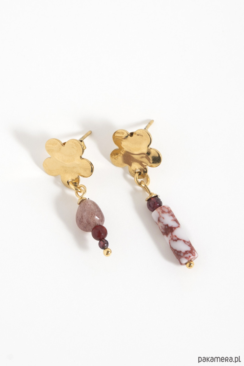 kolczyki z kamieniami Złote Kolczyki Kwiatki z Kamieniami Naturalnymi 1