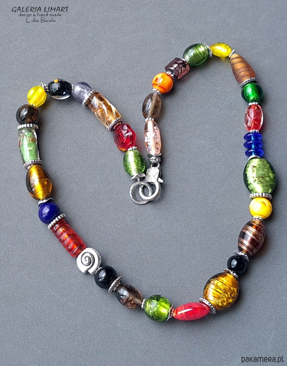 korale Vintage style elegancki naszyjnik ze szkła weneckiego multicolor Prezent lux 3