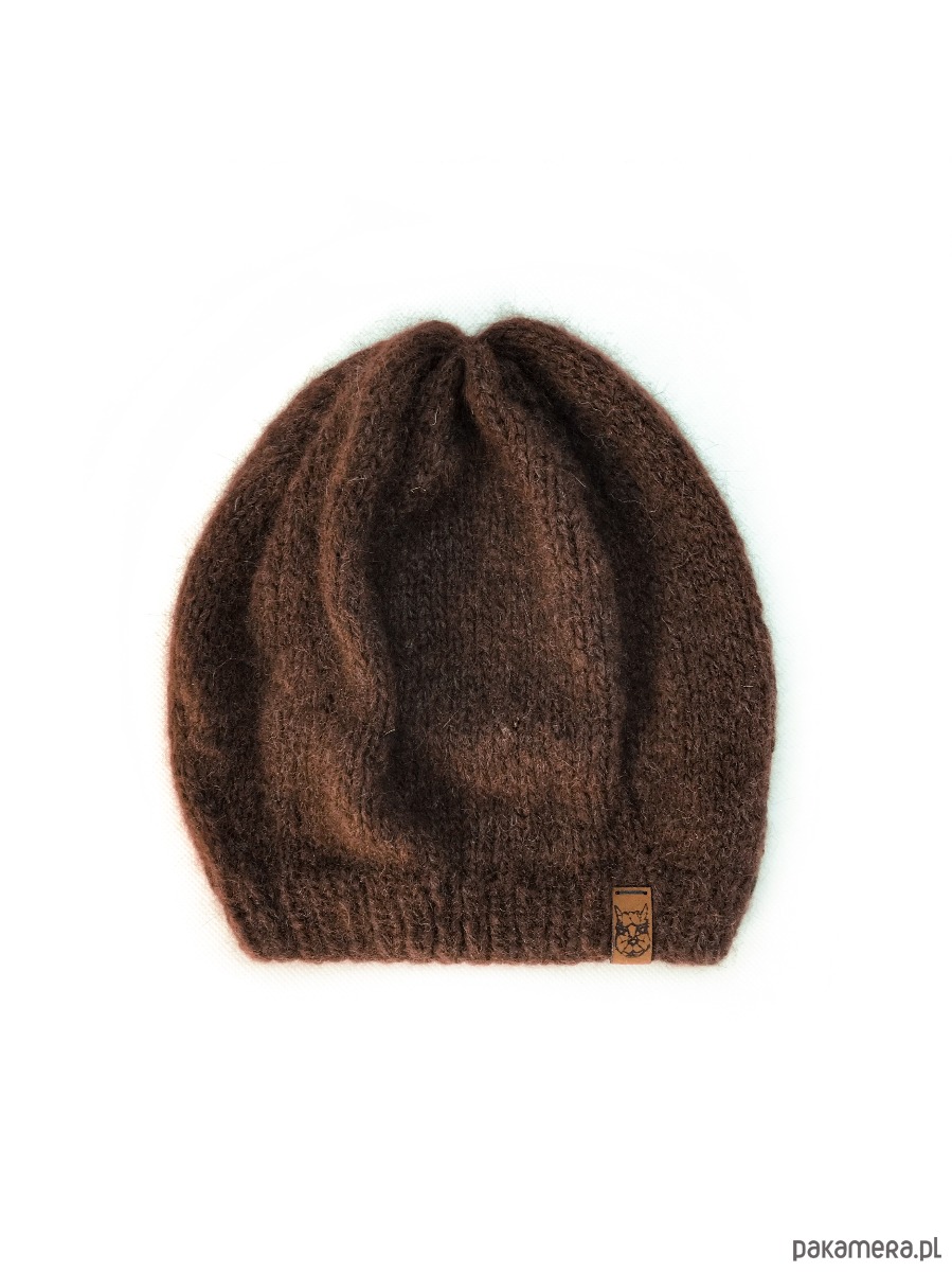 czapki damskie Lekka czapka z wełny alpaki mokka ciemny brąz 1