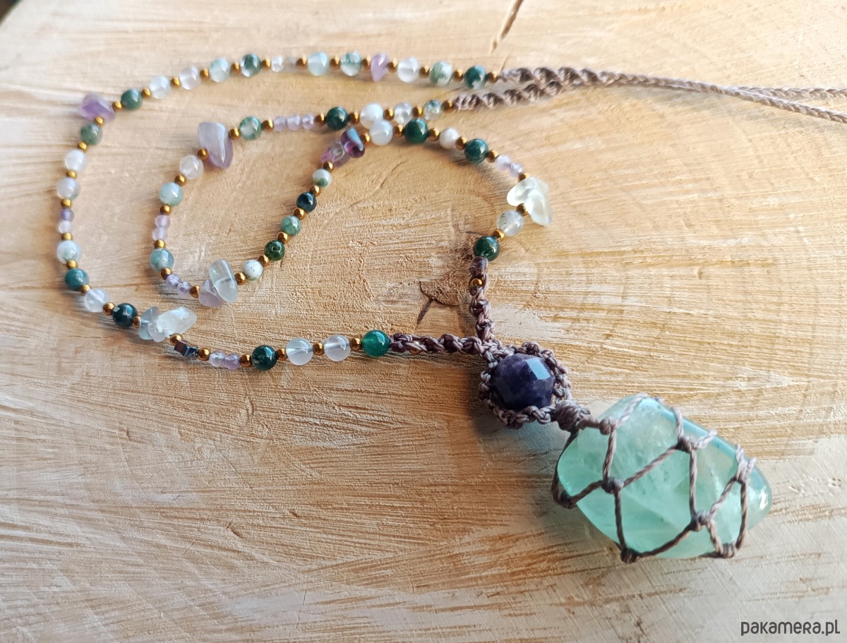 naszyjniki - inne Naszyjnik z zielonym fluorytem 3