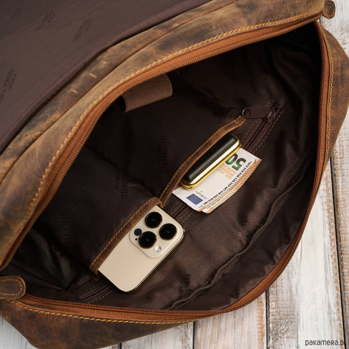 torby i nerki męskie Męska brązowa skórzana torba na ramie na laptopa vintage T-148-HBR 6