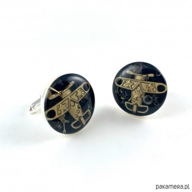 spinki do mankietów SPINKI - Aviator golden (black) 1