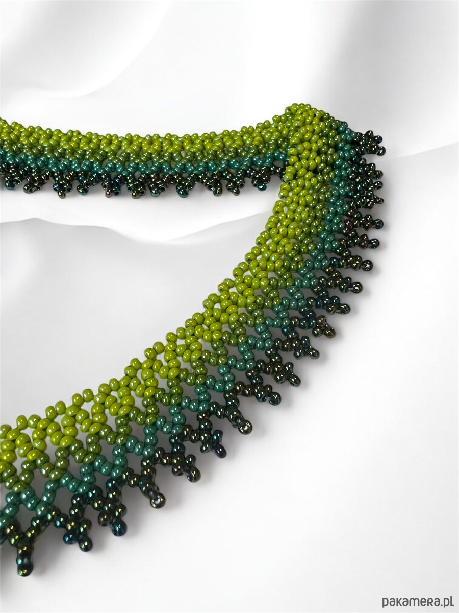 kolie Kolia koralikowa zielony gradient  ręcznie robiona biżuteria handmade 4