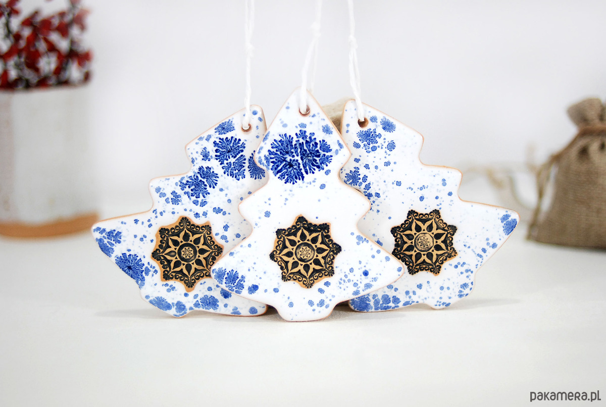 ozdoby choinkowe Ceramiczne ozdoby świąteczne choinki - zima 2