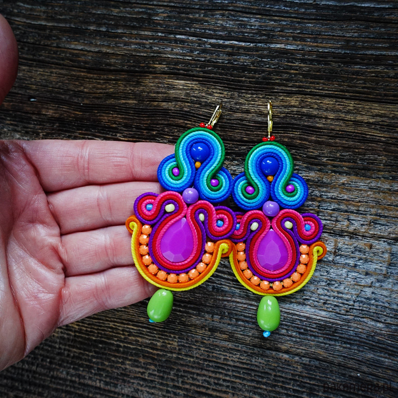 kolczyki soutache Bardzo kolorowe kolczyki soutache 4
