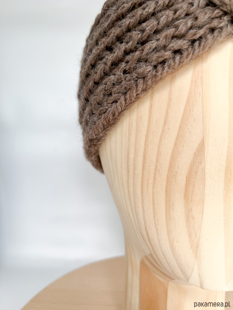 opaski do włosów Brązowa opaska z wełny merino i alpaki 8