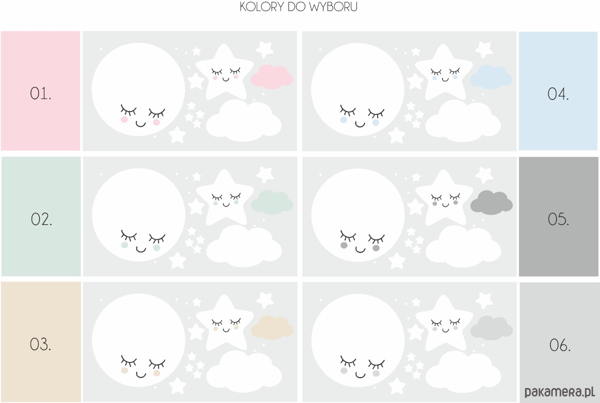 naklejki ścienne do pokoju dziecka Naklejka Księżyc i Gwiazdki W Kolorze KG01 3