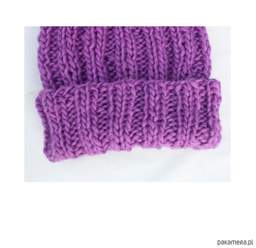 czapki damskie Czapka beanie  fiolet z wełną moher 1