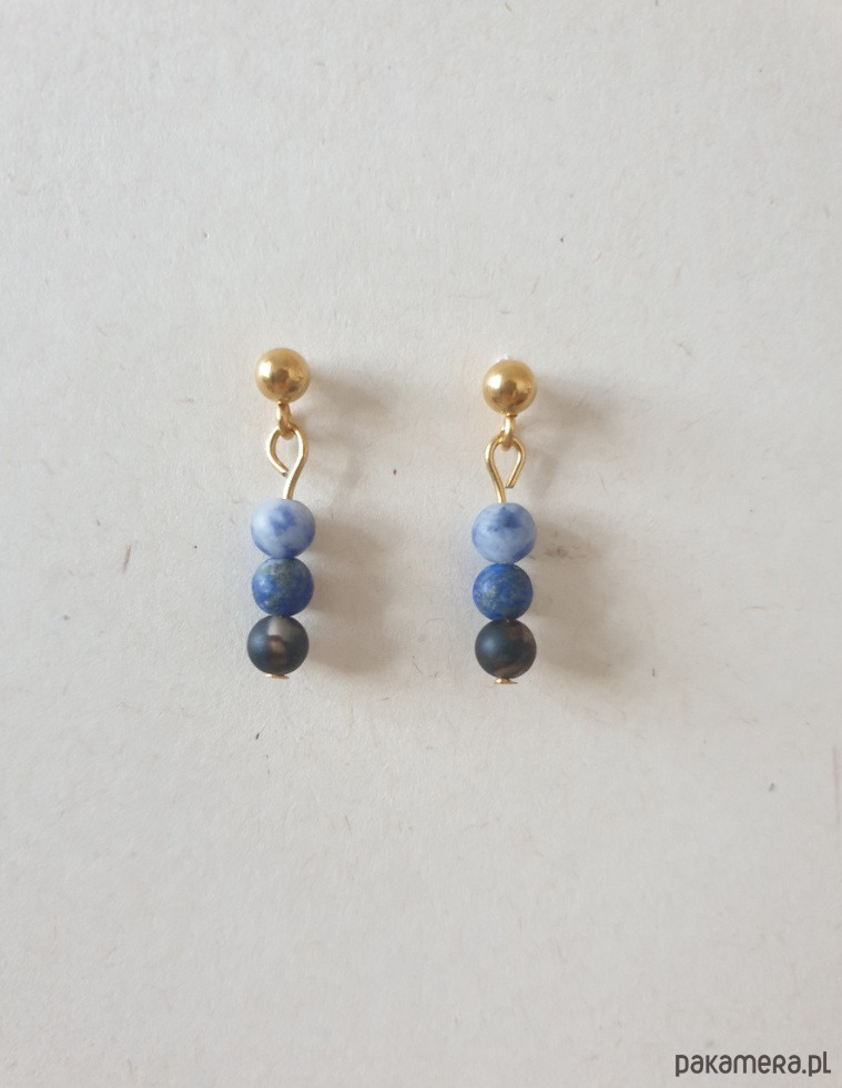 kolczyki z kamieniami Kolczyki DROPSY MINI lapis lazuli, kwarc dymny,jaspis niebieski 2