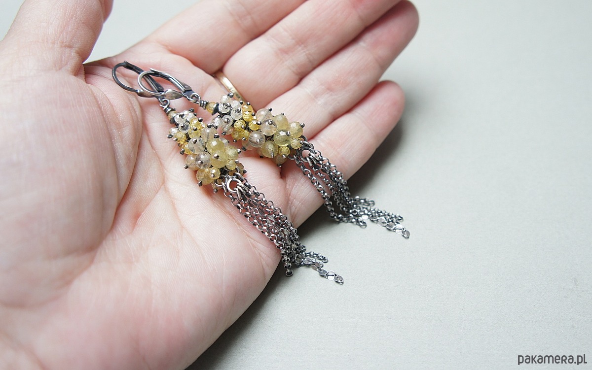 kolczyki z kamieniami Złote kłosy /gronka/ - kolczyki 6