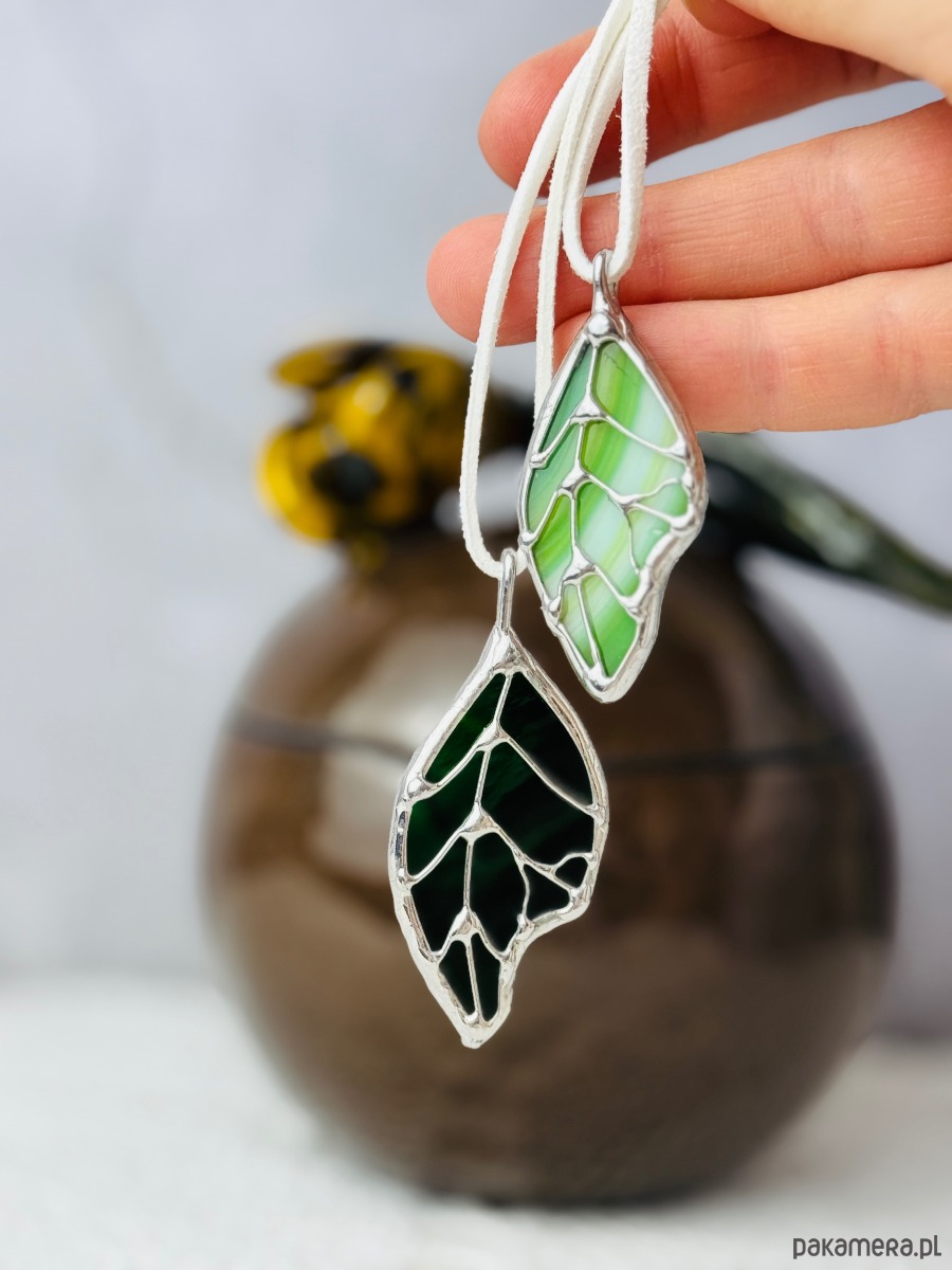 wisiory Szklany wisiorek na łańcuszku Naszyjnik Witraż  Listek 5