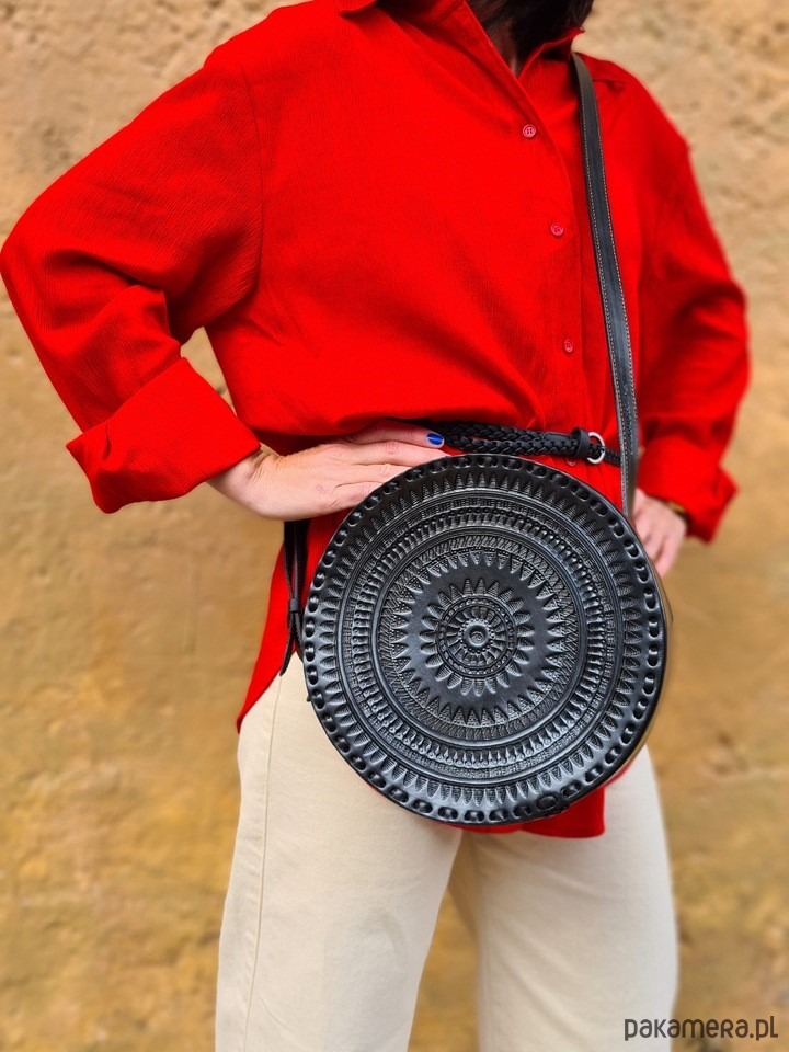 torby na ramię Torebka skórzana ręcznie robiona góralska okrągła na ramię Carmen Duża 1