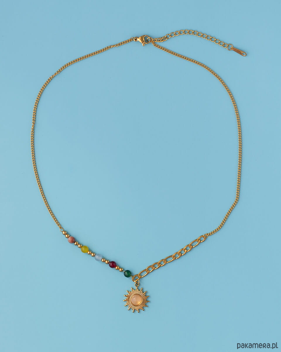 złote naszyjniki Złoty naszyjnik ze słońcem ze stali chirurgicznej pozłacany 18k 4