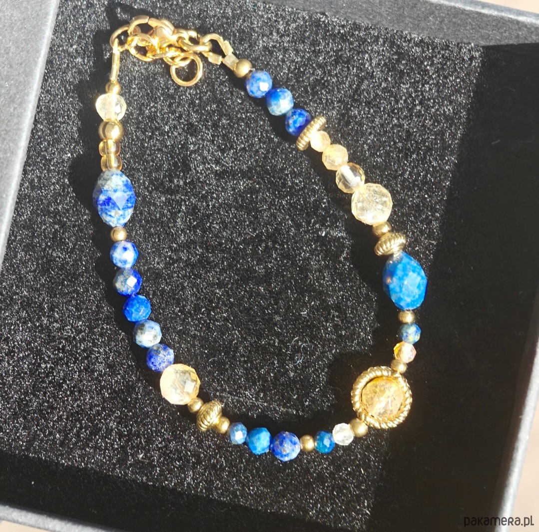bransoletki złote Bransoletka lapis lazuli cytryn kryształ 4
