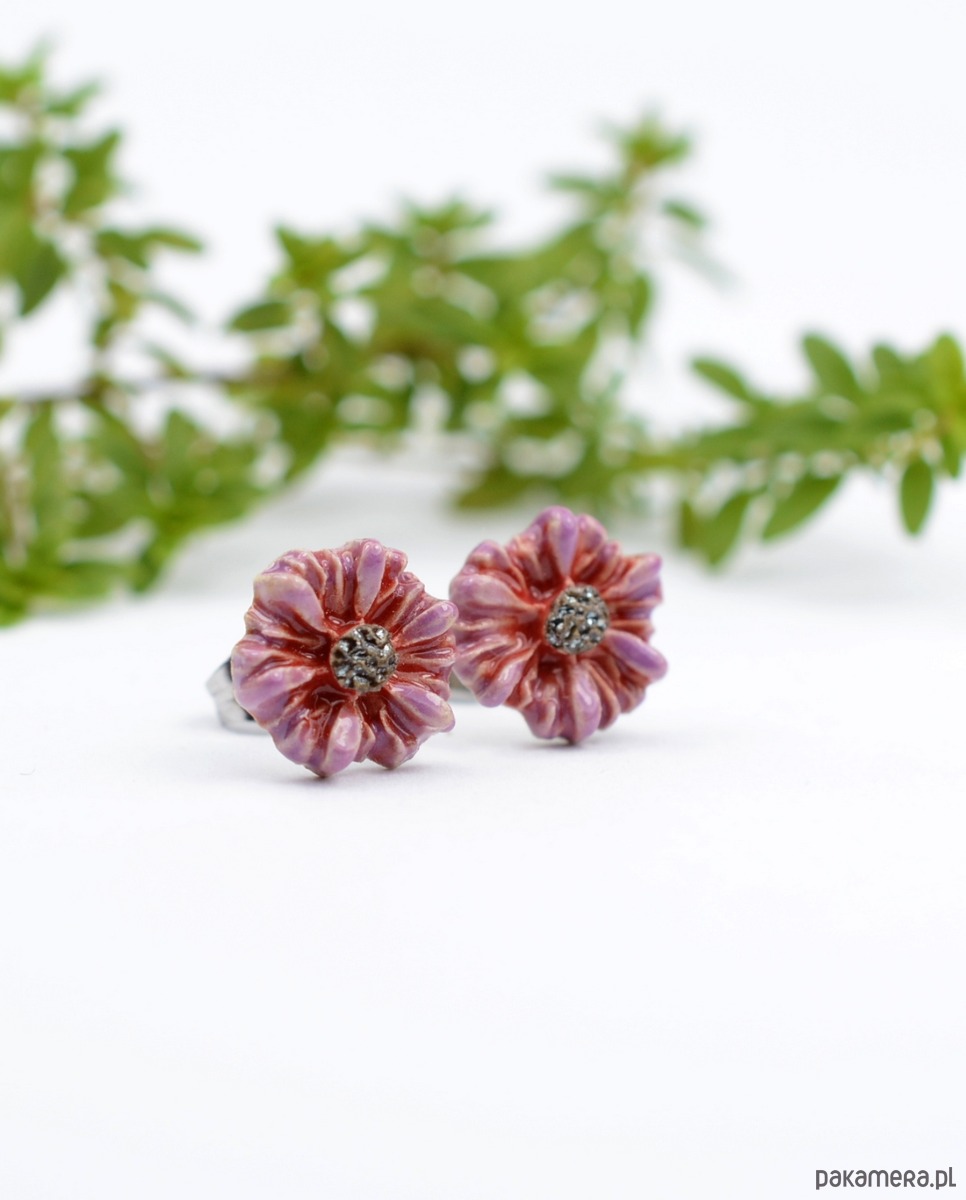 kolczyki ceramiczne Ceramiczne kwiaty- kolczyki sztyfty 3d 1