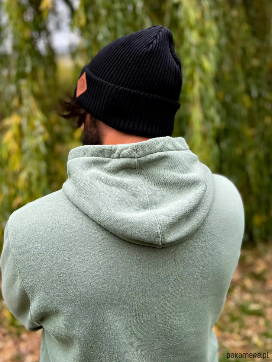 czapki i kapelusze męskie Męska bawełniana czapka beanie logo ekoskórka Czarna 1