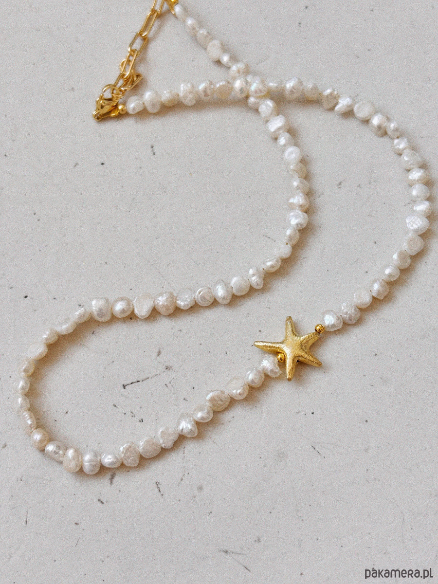 złote naszyjniki Naszyjnik z pereł naturalnych gwiazda 8