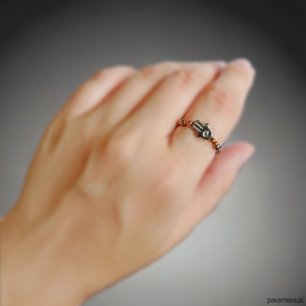 pierścionki elastyczne Hamsa - talizman chroniący od zła - pierścionek :: hematyt I 1