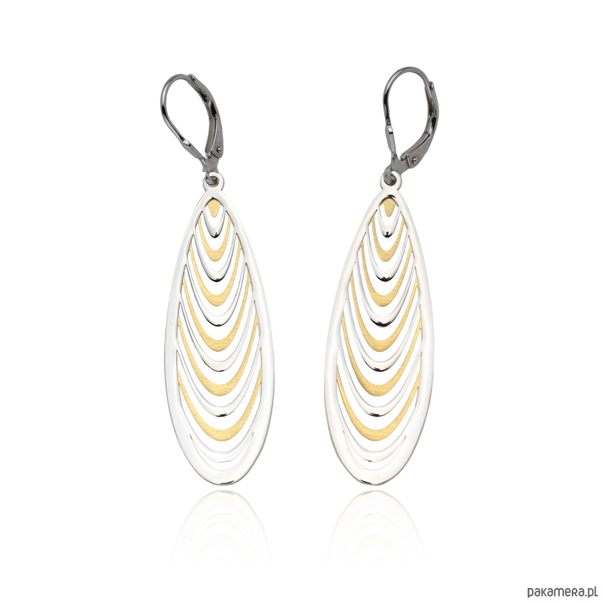kolczyki pozłacane Kolczyki wiszące srebro 925 dwukolorowe 1