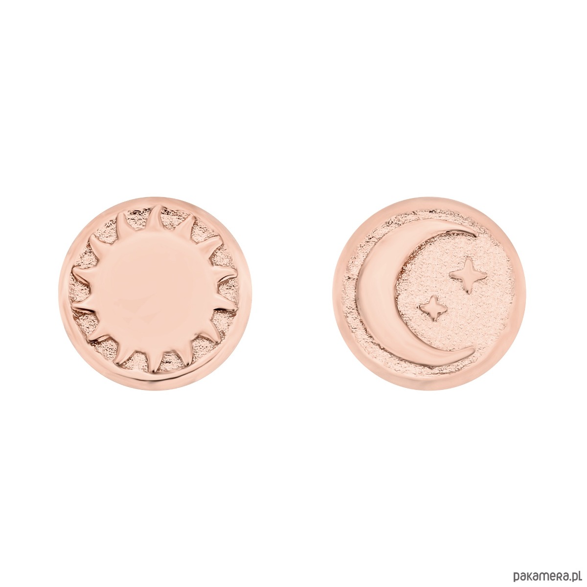 złote naszyjniki Dwustronny obrotowy naszyjnik z księżycem i słońcem z różowego złota 1