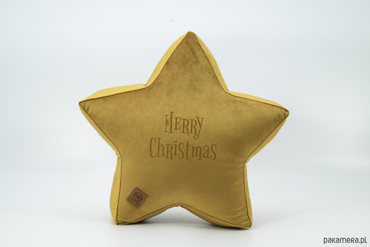 poduszki z napisami Poduszka dekoracyjna gwiazdka, świąteczna velvetowa - grawer MERRY CHRISTMAS 1