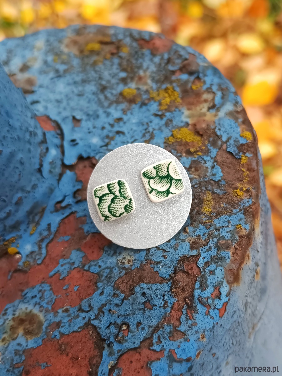 kolczyki ceramiczne Kolczyki ceramiczne w zielone wzory 1