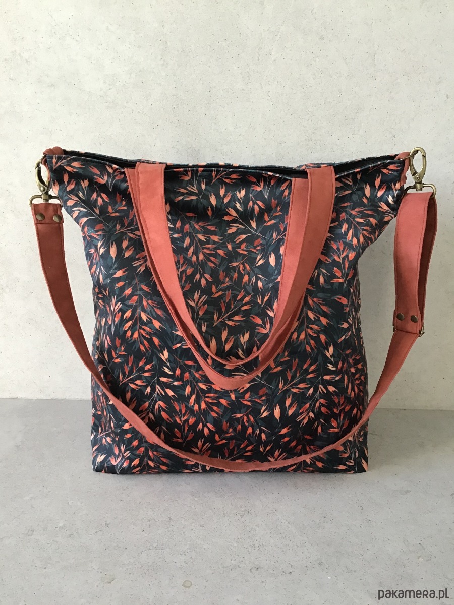 torby na ramię Duża torba na ramię - print listeczki 2