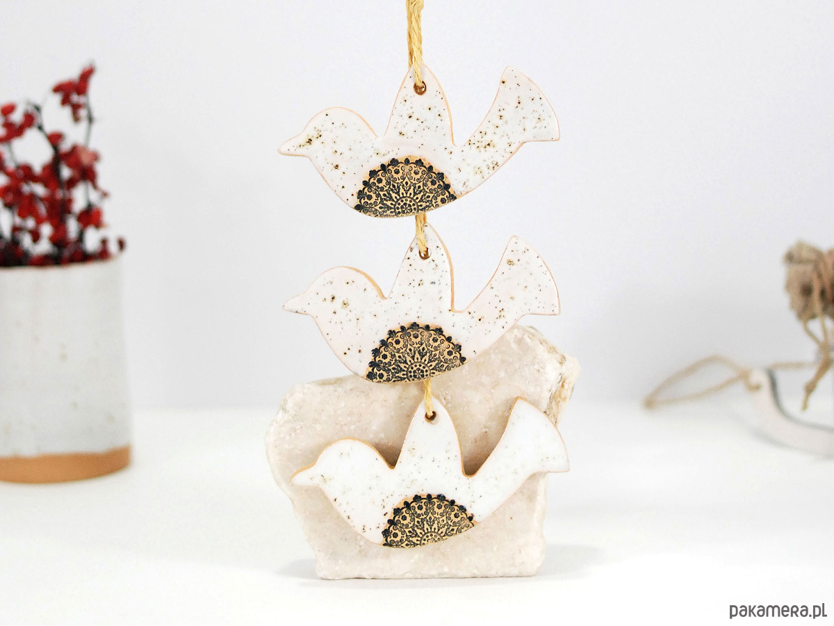 ozdoby choinkowe Białe ptaszki - ceramiczne ozdoby choinkowe 2