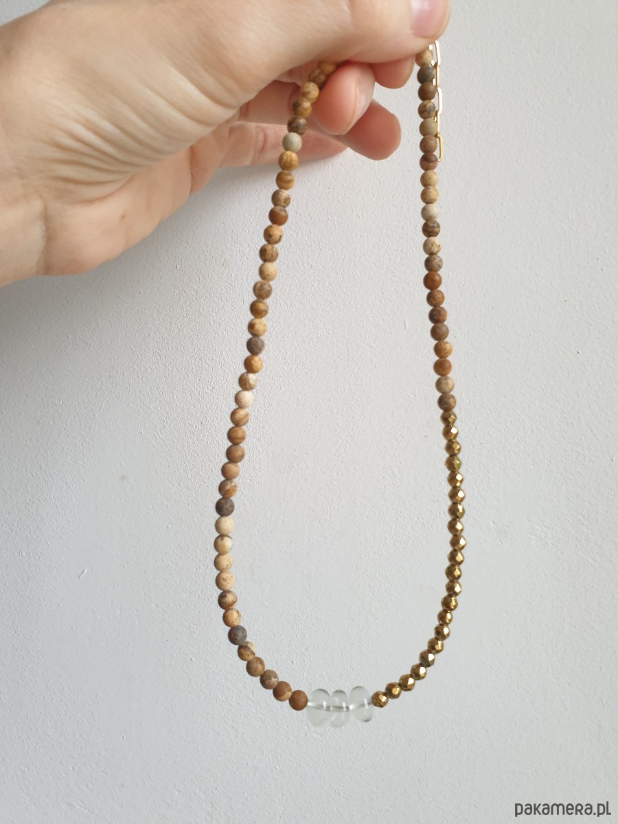 chokery Naszyjnik choker ROOTS jaspis obrazkowy, prasiolit, hematyt 2
