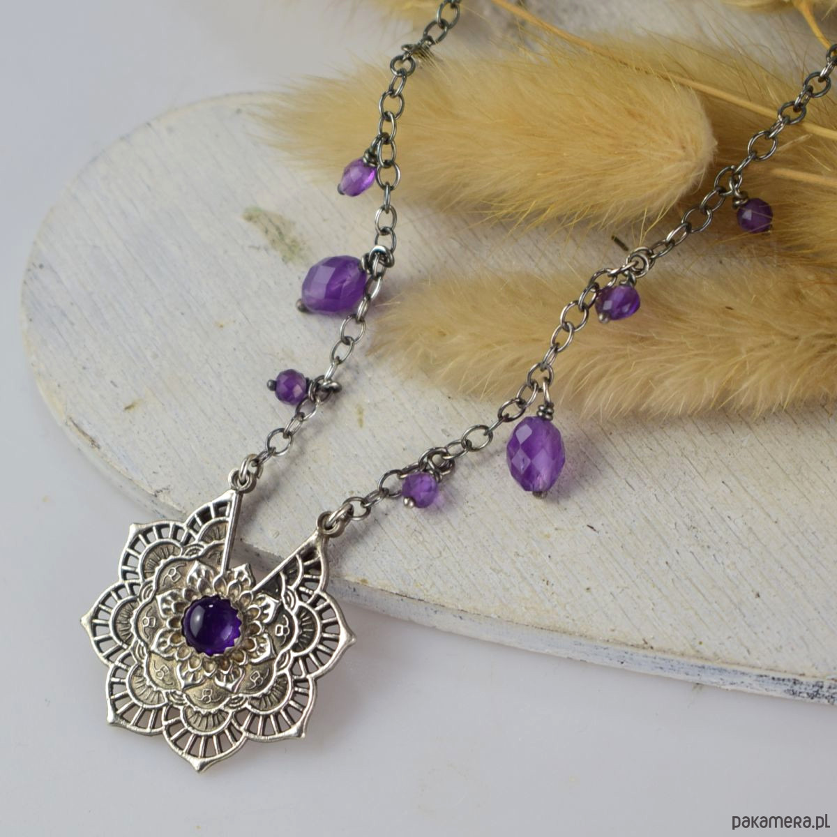 srebrne naszyjniki Ametyst orientalnie - srebrny naszyjnik 1