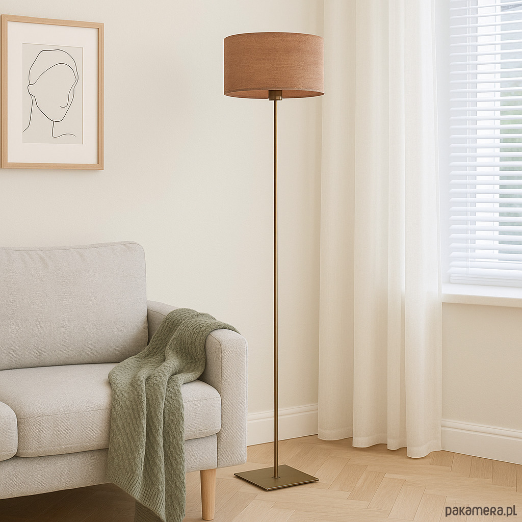 lampy podłogowe Lampa stojąca metalowa z abażurem walec 30 cm MEKSYK ECO 1