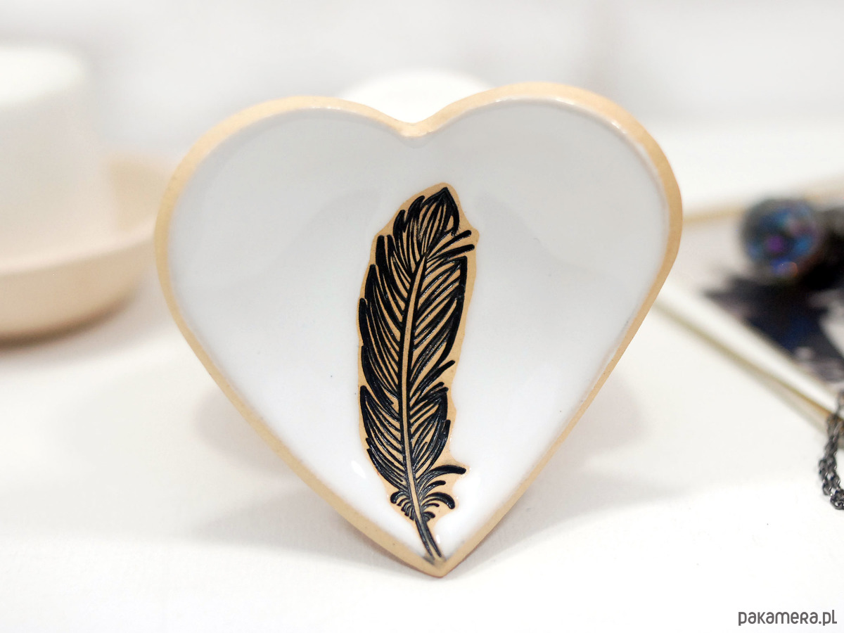pojemniki na biżuterię Ceramiczne miseczka na twoje drobiazgi z piórkiem 4