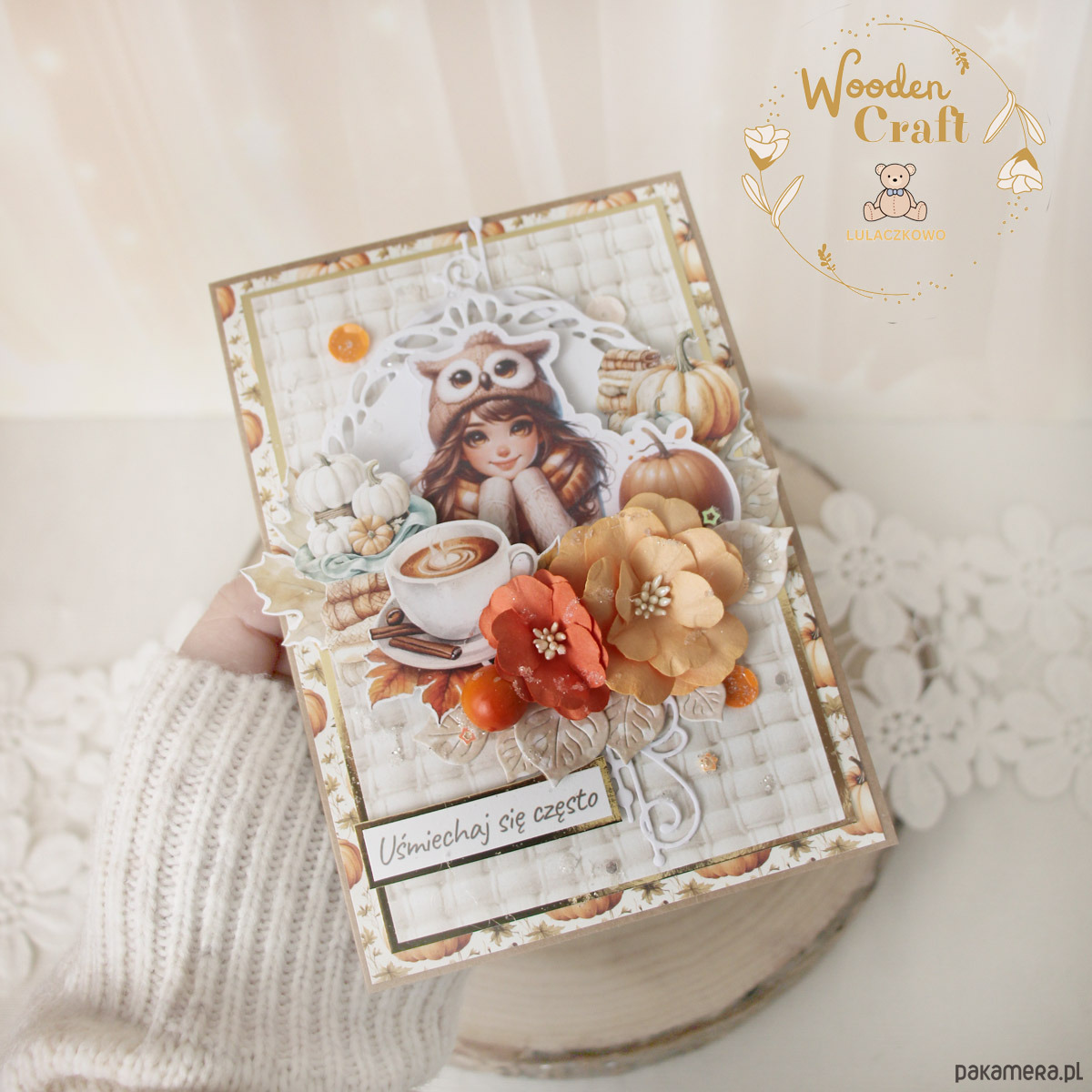 kartki scrapbooking Kobieca kartka urodzinowa z motywem jesieni "Autumn 2" GOTOWA 2