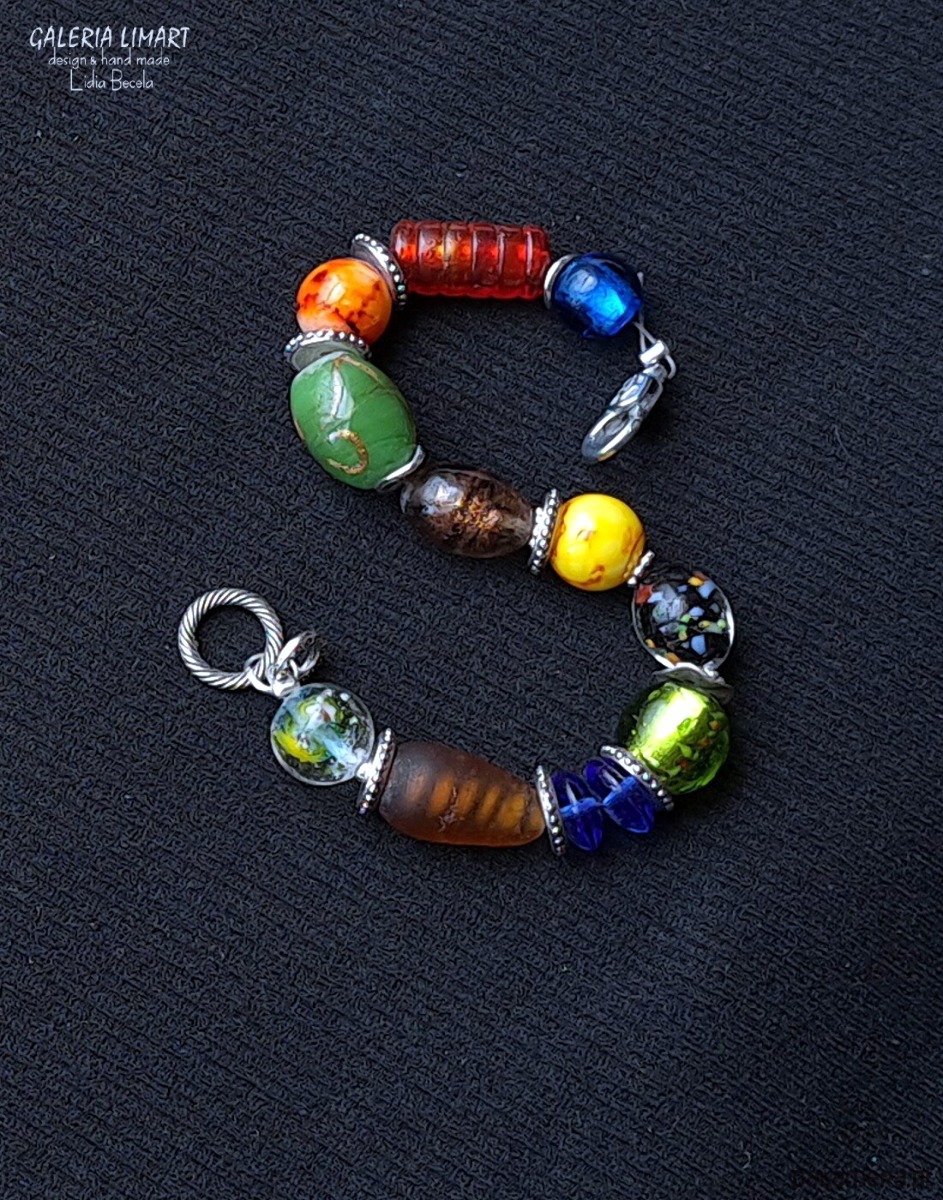 bransoletki z kamieni naturalnych Vintage style elegancka bransoletka ze szkła weneckiego multicolor Prezent lux 5
