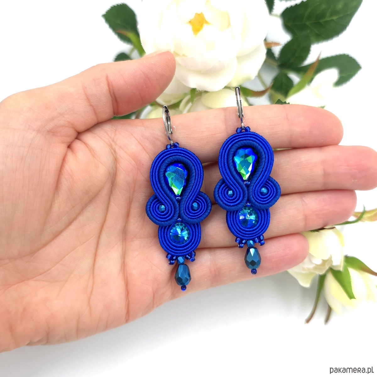 kolczyki soutache Kolczyki sutasz niebieskie Anya delikatne romantyczne małe 1