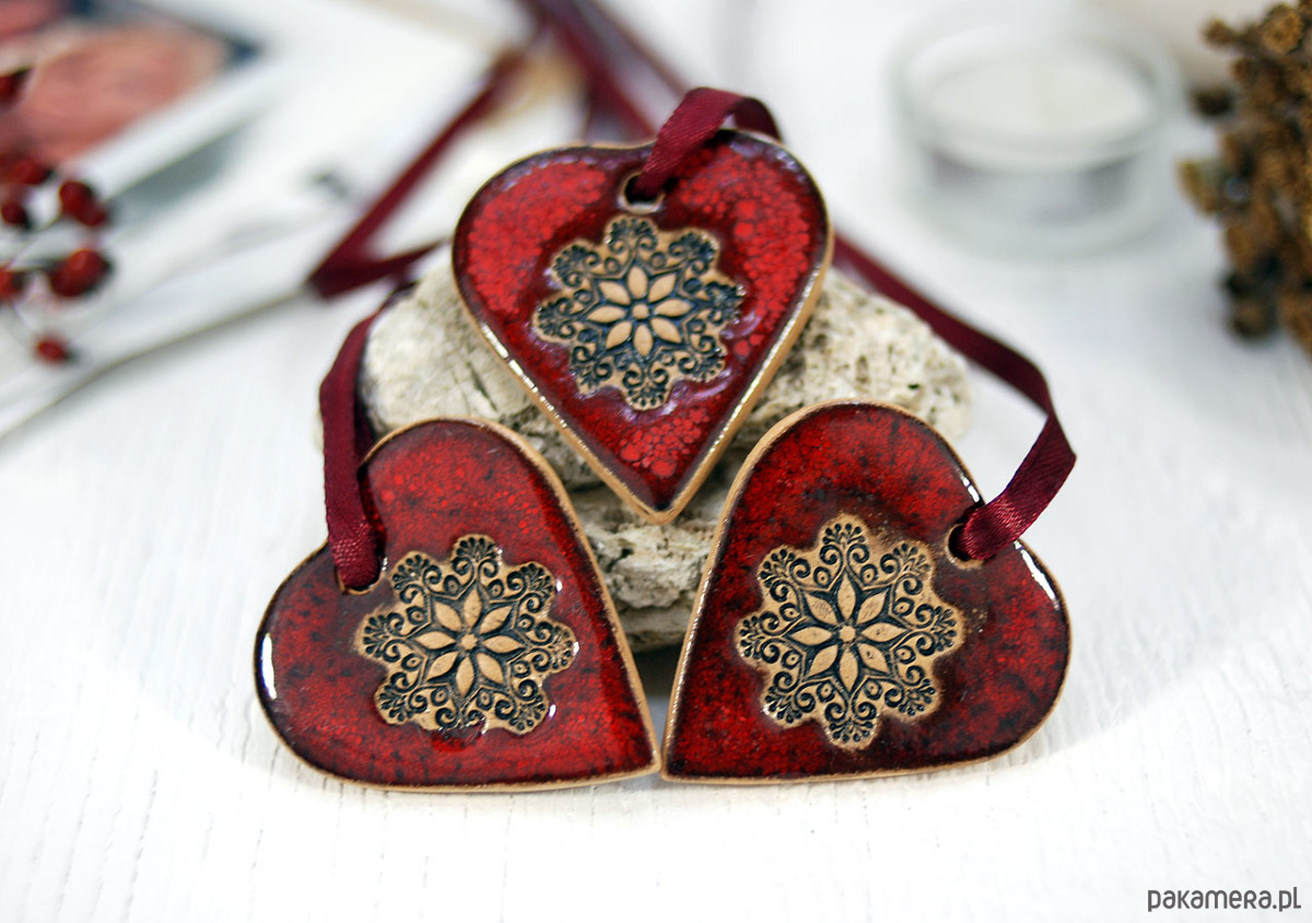 ozdoby choinkowe Ceramiczne serca z mandalą - ozdoby choinkowe 2
