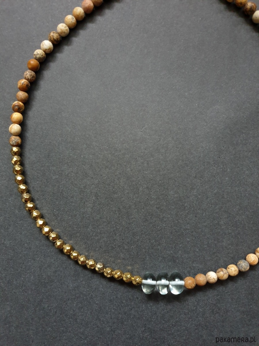 chokery Naszyjnik choker ROOTS jaspis obrazkowy, prasiolit, hematyt 4