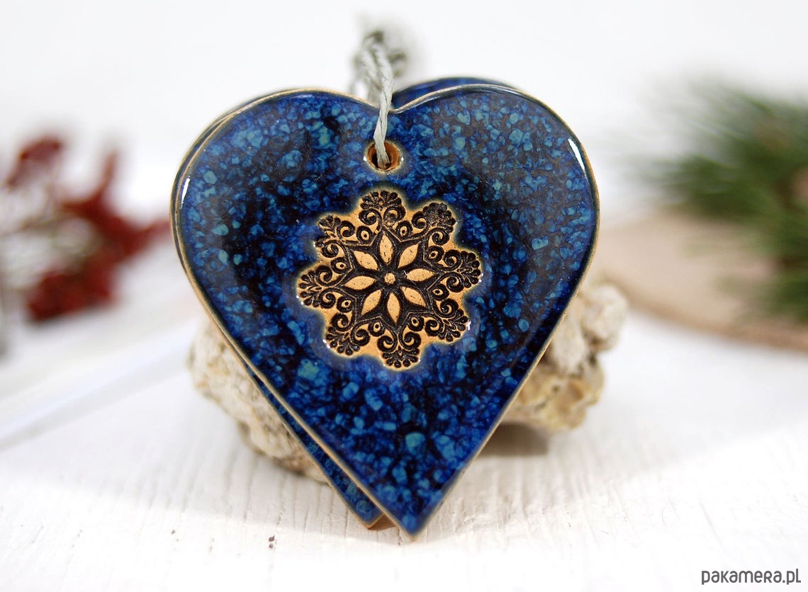 Ozdoby na ścianę Ceramiczne serce wisząca ozdoba ceramiczna 4