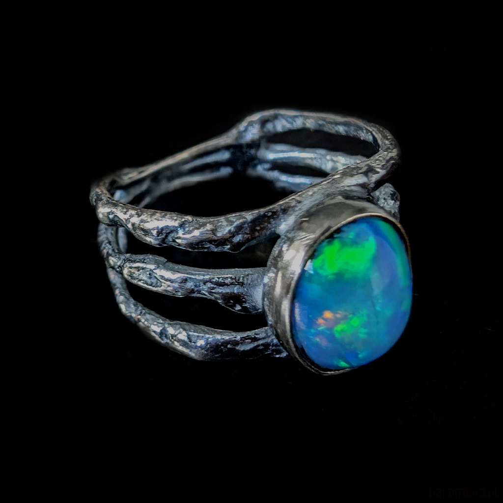 pierścionki srebrne Opal w potrójnej obrączce 1