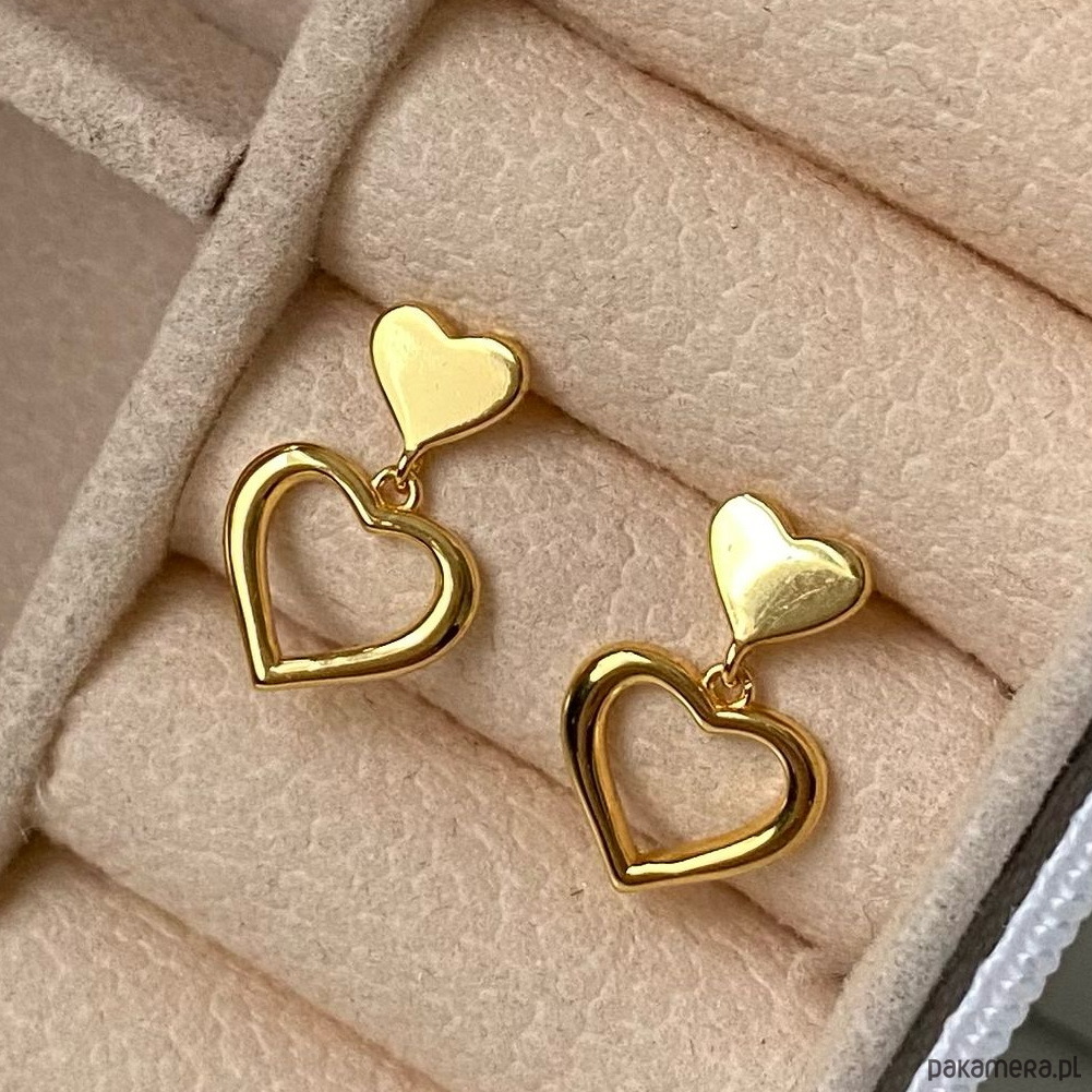 kolczyki pozłacane Złote kolczyki "Cute Hearts"- srebro 925 pozłacane 1
